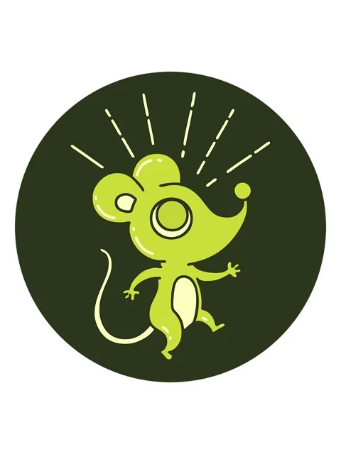 Changing color animation of icon of a tattoo style mouse character Stock Footage 324464807