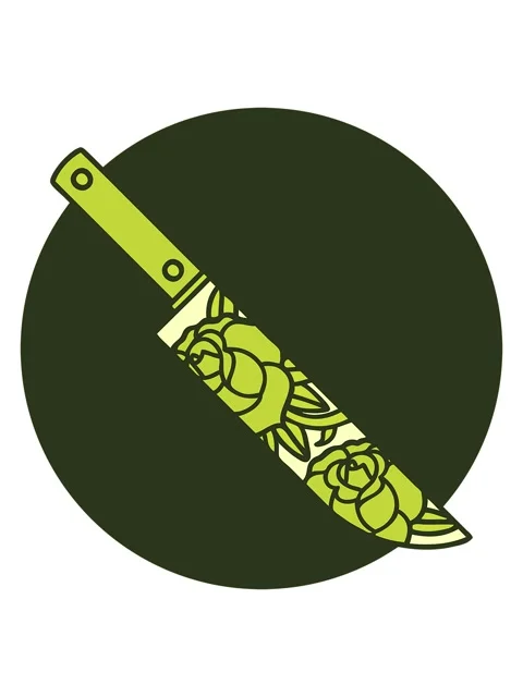 Changing color animation of iconic tattoo style image of a dagger and flowers Stock Footage 324392957