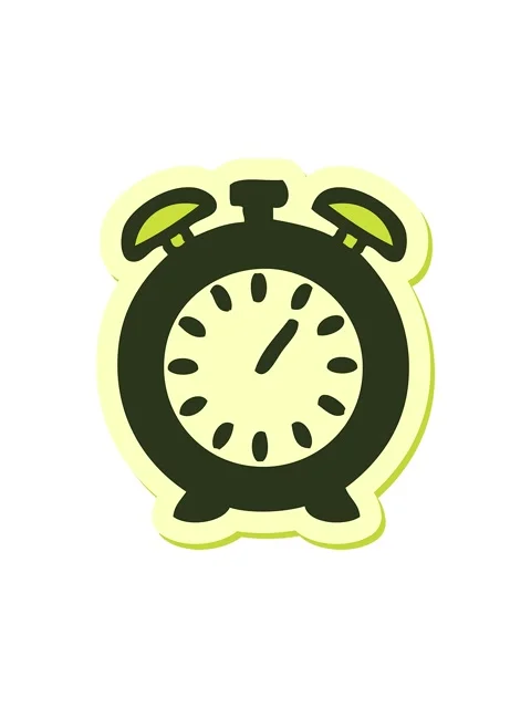 Changing color animation of sticker of a cute cartoon alarm clock Stock Footage 324280549
