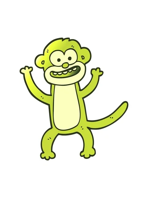 Changing color animation of vector gradient illustration cartoon monkey Stock Footage 324190348