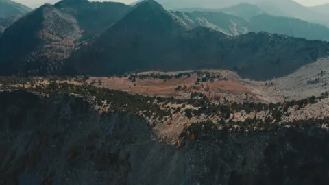 Changing colors in the mountains of Washington State Aerial Shot - Larch Trees Stock Footage 219364964