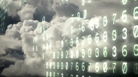Changing computer electronic numbers over an ominous churning cloudscape. Stock Footage 54208527