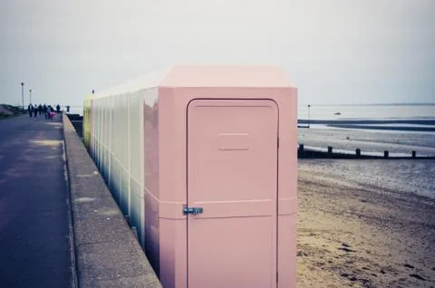Changing cubicles on the beach Stock Photos