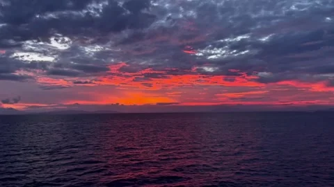 Changing day to night sunset view from a ferry Stock Footage 335921156