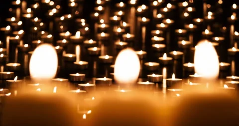 Changing the Depth of Field and Candles 4K Stock Footage 104092102
