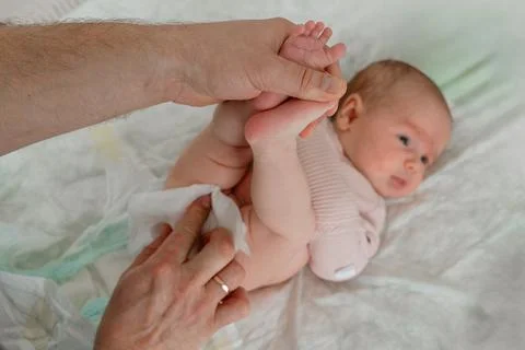 Changing Diaper for Baby Stock Photos