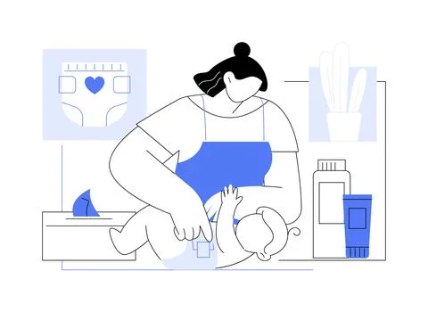 Changing diaper isolated cartoon vector illustrations. 스톡 일러스트