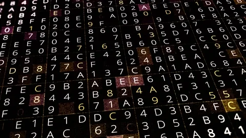 Changing digital code of matrix. Animation. Background from numerical data of Video stock 144131700