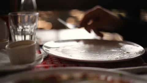 Changing a dish in a restaurant Close - up of a plate Stock Footage 150275181