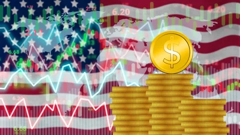 Changing dollar value, rate, demand in market and inflation concept Stock Footage 228236821