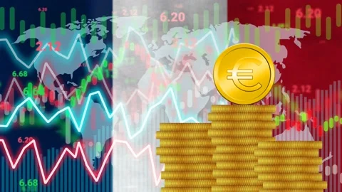 Changing euro value, rate, demand in market and inflation concept Stock Footage 228237203