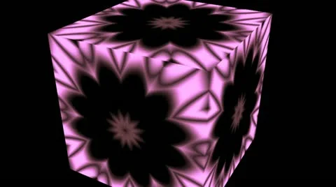 Changing flower (pattern) in a rotating cube Stock Footage 11065949