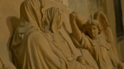 Changing Focus to Angel Sculpture Stock Footage 61858933