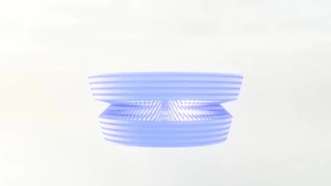 Changing geometric object of blue-light blue color on the background of clouds. Stock Footage 300656867