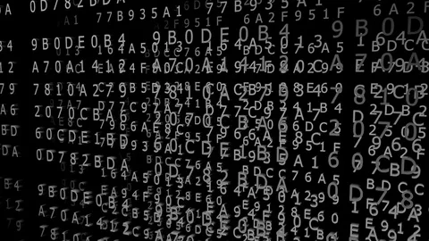 Changing gray hexadecimal codes, loop-able (3d rendering) Stock Footage 84708856