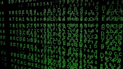 Changing green hexadecimal codes, loop-able (3d rendering) Stock Footage 84708574