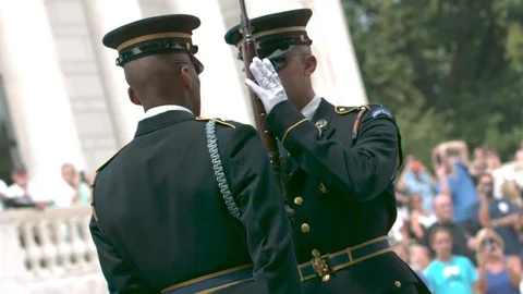 Changing of the Guard Ceremony in Slow Motion at the Tomb of The Unknowns 2 Stock Footage 82338896