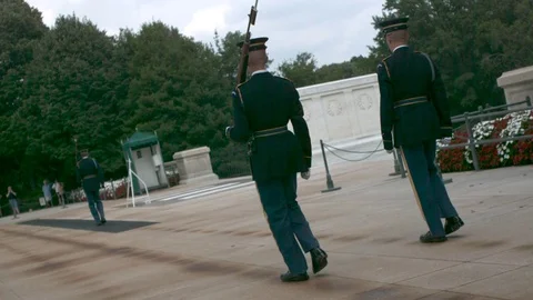 Changing of the Guard Ceremony in Slow Motion at the Tomb of The Unknowns 4 Stock Footage 82363791