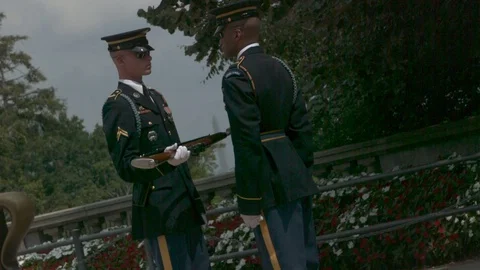 Changing of the Guard Ceremony in Slow Motion at the Tomb of The Unknowns 5 Stock Footage 82363900