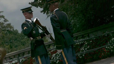 Changing of the Guard Ceremony in Slow Motion at the Tomb of The Unknowns 6 Stock Footage 82363913