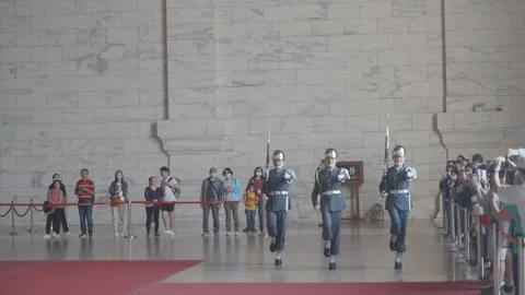 Changing of the Guard at Chiang Kai-shek Memorial Hall Stock Footage 248615086