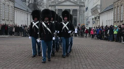 Changing the guard in Copenhagen 스톡 동영상 188302191