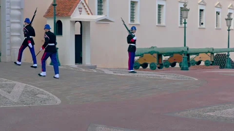 Changing of the guard  front of the Prince’s Palace of Monaco, Vídeos de archivo 329450573