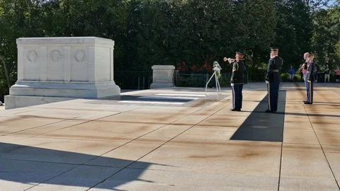 Changing of the guard at the Tomb of the Unknown Soldier Stock Footage 95322956