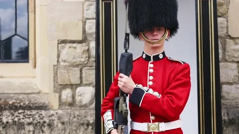 Changing of the Guard Tower of London Guard change traditional ceremony. England Video stock 223604318
