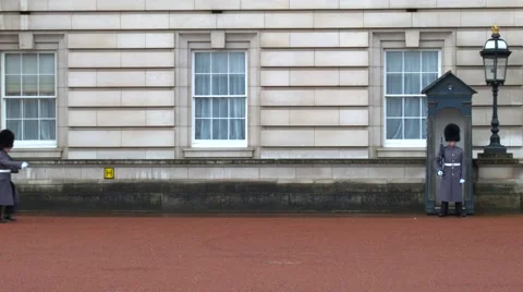 Changing the Guard in winter uniform at Buckingham Palace London Stock Footage 58741580