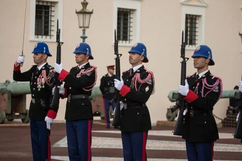 Changing of the guards ceremony in Monaco Stock Photos