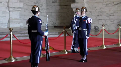 Changing of the Guards at Chiang Kai-Shek Memorial Hall. HD Stock Footage 49022246