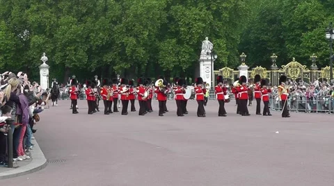 Changing of the guards - Guards band marching Stock Footage 40269064