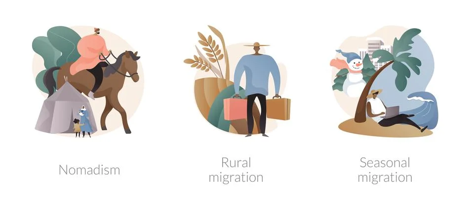 Changing habitation abstract concept vector illustrations. 스톡 일러스트