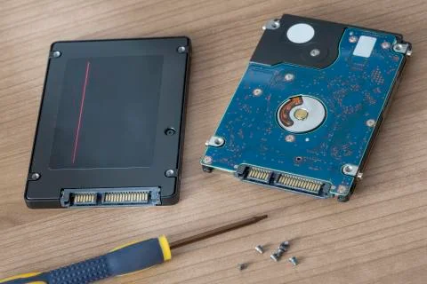 Changing HDD by SSD Stock Photos