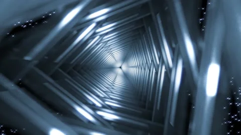 Changing high-tech glowing tunnel in outer space Stock Footage 154560718