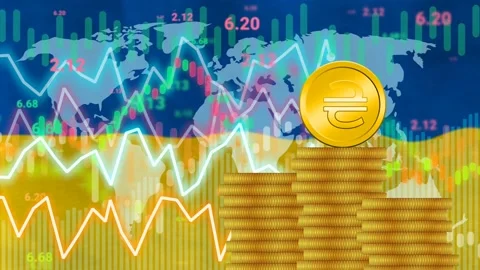 Changing hryvnia value, rate, demand in market and inflation concept Stock Footage 228238158