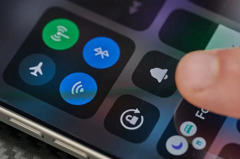 Changing ios conrol center Stock Photos
