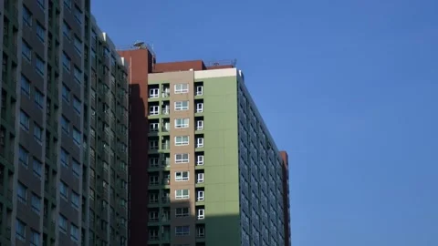 The changing lighting conditions of condominium residential buildings , tim.. Stock Footage 227234689