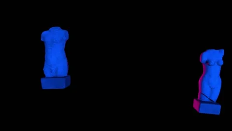 Changing lighting when moving antique torsos on a black background. Seamless Stock Footage 155529708