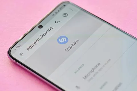Changing permissions setting of shazam app Stock Photos