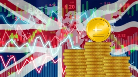 Changing pound value, rate, demand in market and inflation concept Stock Footage 228238243