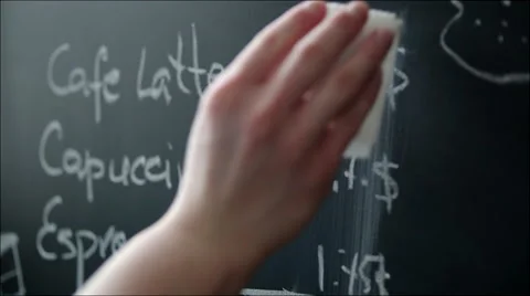 Changing Prices in Coffeehouse Menu on the Chalkboard Vídeo Stock 60386643
