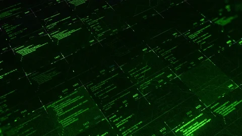 Changing program codes in matrix. Animation. Source codes in software cell of Stock Footage 144280533