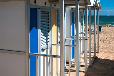 Changing Room on the Beach Foto stock