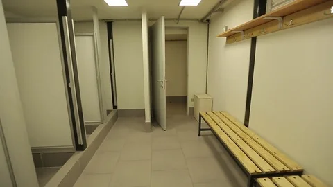 Changing room showers Stock Footage 77050787