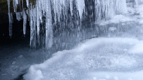 Changing Season Medium Shot Melting Ice, Warming Climate Concept. Stock Footage
