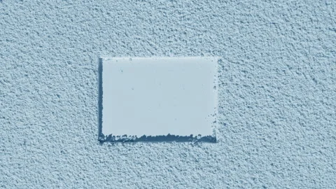Changing shadows on pale blue smooth powder with rectangle Stock Footage 339385438