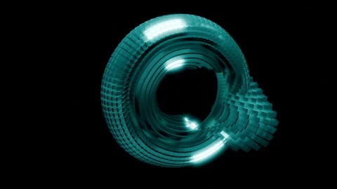 Changing Shape Donut 4K VJ Loop - Abstract Morphing Animation Teal Stock Footage 307900769