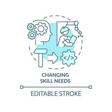Changing skill needs blue concept icon Stock Illustration